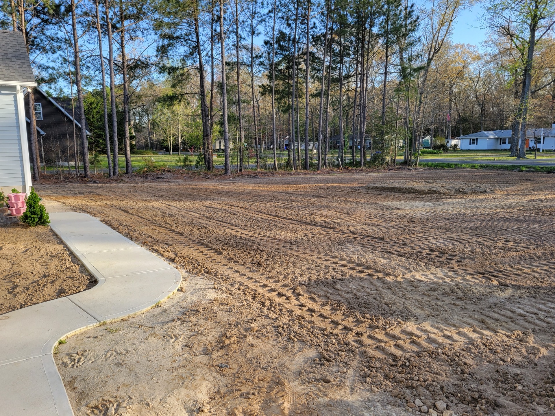 Property before landscaping - cleared and graded lot