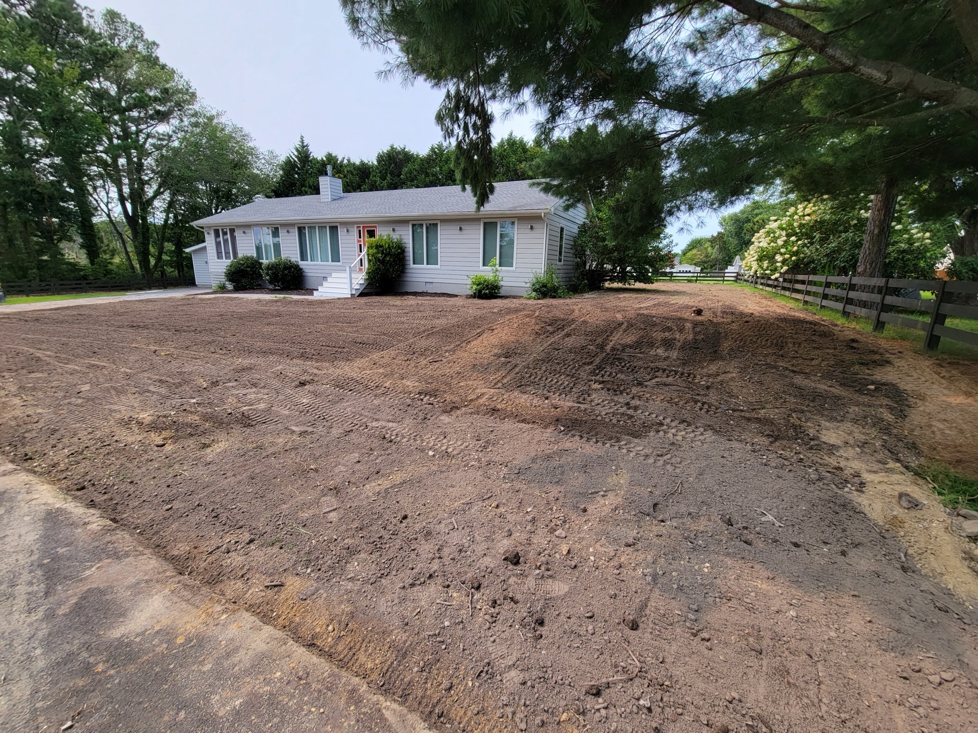 Front yard before grading and landscaping