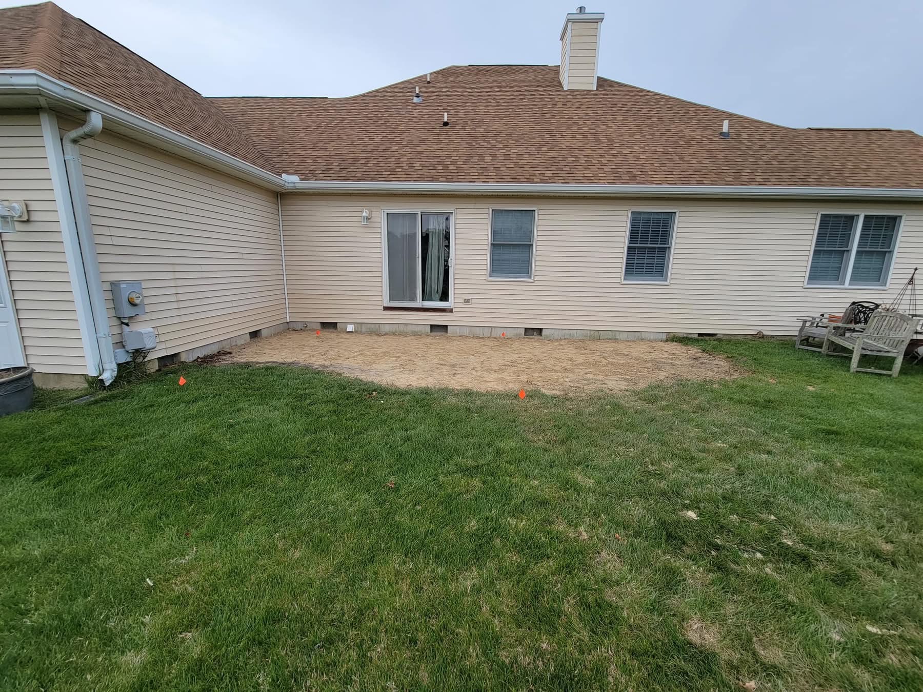 Yard after deck demolition - cleared and graded